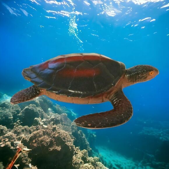 Realistic Sea Turtle Figure Diorama Shadow Box Cake Topper Aquatic Plastic Toy - Picture 16 of 16